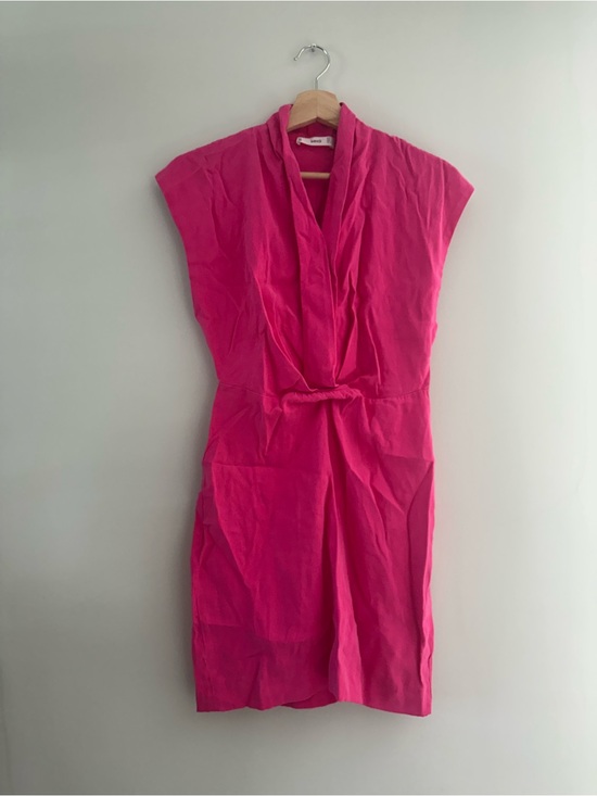 Mango Dresses & Skirts - Mango Hot Pink Draped V-Neck Mini Dress